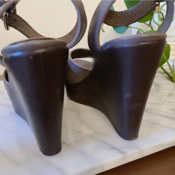 MARNI Taupe Leather Wedge Ankle Strap Sandals 36 - Picture 5 of 7